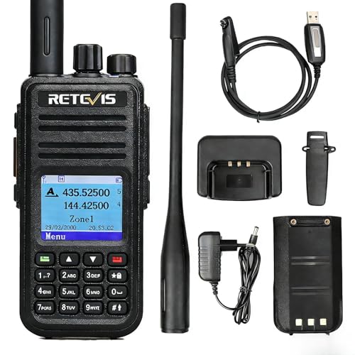 Retevis RT3S DMR Radio Talkie Walkie Numérique Double Bande 3000 Canaux Ham Radio DCDM TDMA VOX TOT Compatible avec Mototrbo TierⅠ&Ⅱ (Noir, 1 pcs) (Possède Un GPS)