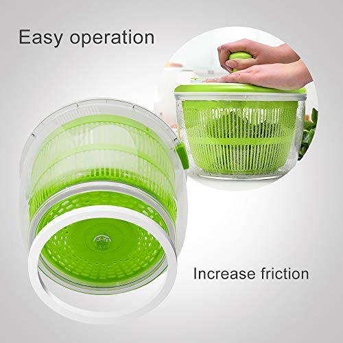 Lovkitchen Salad Spinner, Plastic Kitchen Large 5L Quarts Fruits And Vegetables Dryer Quick Dry Design & Drain Lettuce And Vegetable (Green-White) #TOP4