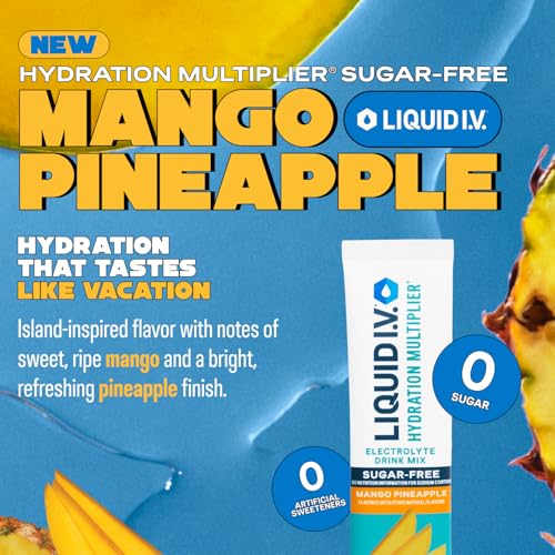 Image of Liquid I.V. Hydration Multiplier Sugar-Free - Mango Pineapple | Electrolyte Powder Drink Mix | 1 Pack (14 Servings)
