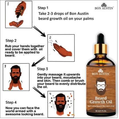 Image of 100% Natural Beard Growth Oil- For Stimulating fast Beard Growth Hair Oil Combo pack of 3 Bottles of 30 ml(90 ml)