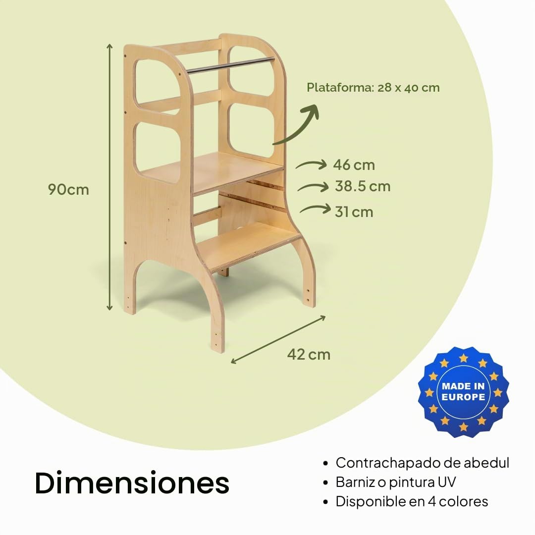 Ette Tete Step UP • Torre Auxiliar de Altura Ajustable (de Madera)
