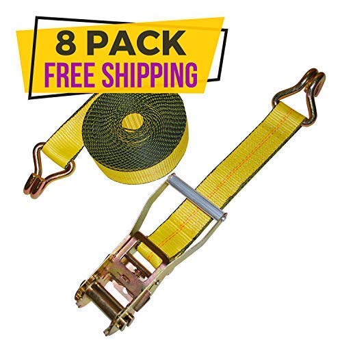 2” x 30’ Ratchet Strap with Wire Hooks —8 Pack