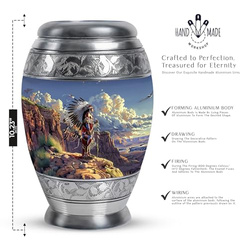 Image of Native American Urns for Ashes - Urns for Human Ashes - Ashes Urn Adult - Adult Urns for Human Ashes Men - Cremation Urns for Adult Ashes Women - (10 inch Pack of 1), MON-URN-3867-URN