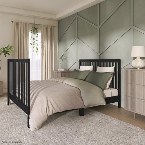 Image of Dream On Me Universal Crib to Full Size Bed Conversion Kit, Solid Wood Bed Rails for Select Convertible Cribs, Strong & Stable Support, Matte Black