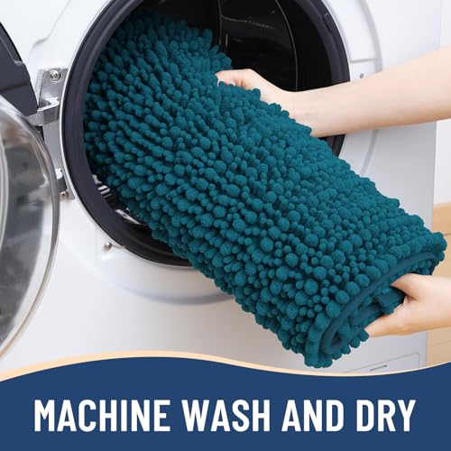 Image of Arotive Luxury Bathroom Rugs 36x24, Extra Soft Thick Absorbent Shaggy Chenille Bath Rugs, Machine Wash Dry, Bath Mats for Bathroom Floor, Tub and Shower, Home Decor Accessories, Peacock Blue