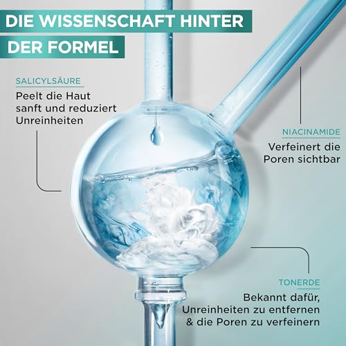 Garnier Hautklar 3 in 1 Gesichtsreinigung für unreine Haut, Reinigung, Peeling und Maske, Mit Salizylsäure und Tonerde, 1 x 150 ml 6
