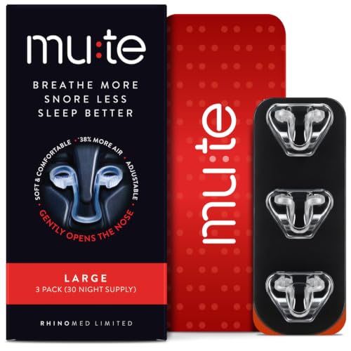Image of Rhinomed Mute Nasal Dilators for Sleep, Snoring Solution, Large, 3 Pack | 75% Snore Less, Nasal Strip Alternative, Internal Nasal Dilator, Anti Snoring Device, 38% More Air, Drug-Free, Medical-Grade