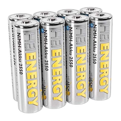 HEITECH Batería Recargable AA Mignon 2550 mAh 1,2V NiMH 8 Piezas Cover