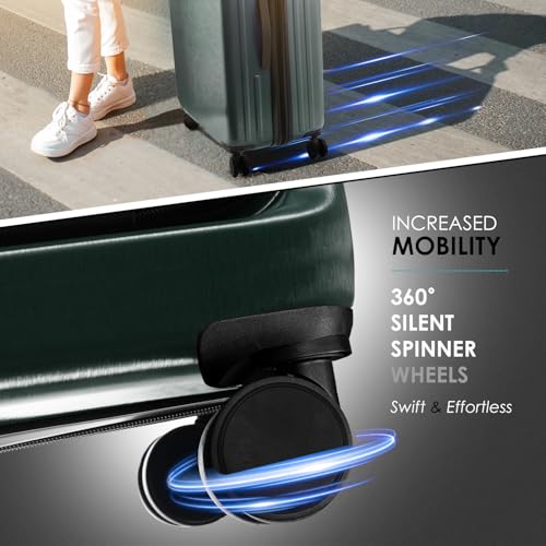 Image of 20 Inch Carry On Luggage 22x14x9 Airline Approved, Carry On Suitcase with Wheels, Hard-shell Carry-on Luggage, Durable Luggage Carry-On, Sage Green Small Suitcase with Cosmetic Case