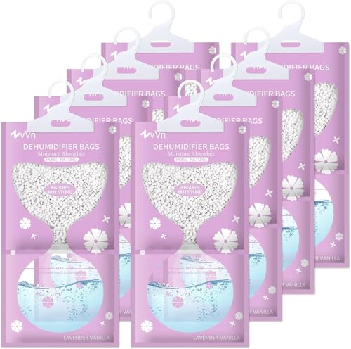 Bolsas Antihumedad Armarios,Set 8 Pzas de 100g Protección Contra Olores y Moho,Bolsas Antihumedad para Armario, baño,Wardrobe,Coche(Púrpura)