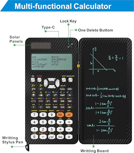 Image of iPepul Scientific Calculators with Notepad for Students, 552 Functions, Type-C Rechargeable Solar Math Calculator, 5-Line Display，School Supplies for Middle School, High School & College Students
