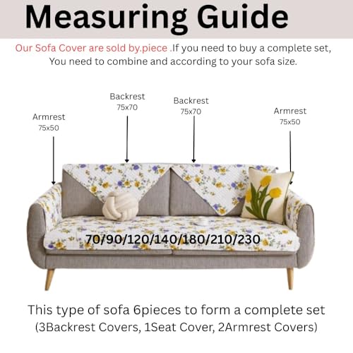 Image of HOMETHREADS Anti-Skid Sofa Protector Mat: Premium Printed Cotton Slipcover with Strong PVC Non-Slip Backing, (Purple Beige, 4 Seater | 210x75cm)
