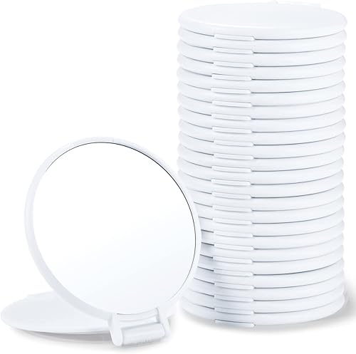 Getinbulk Espejo compacto a granel, espejo redondo de maquillaje para bolso, juego de 24 (blanco)
