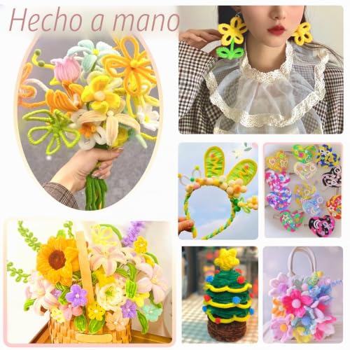 Miniatura 6 de Toaob 100 Piezas Amarillo Limpiapipas Pipe Cleaners 6mmx30cm Alambre De Chenilla Para Manualidades Y Decoración Creación De Bricolaje