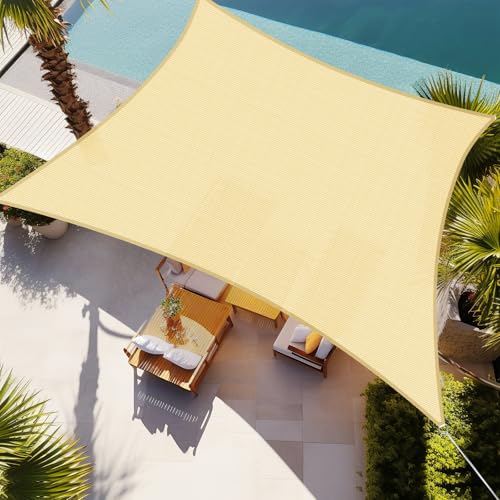 Shade&Beyond Rectangle Sun Shade Sail 10'X13'Beige Permeable Canopy Sand for Patio Garden Yard Deck Pergola (We Make Custom Size)