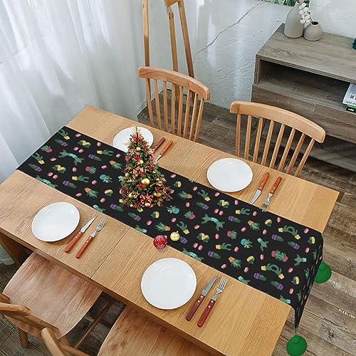 Chemin de table rustique cactus long pour protéger et décorer la table