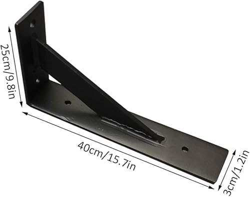 Miniatura 2 de Soporte de pared de ángulo industrial de metal resistente, soporte de estante triangular, carga máxima 331 libras, 2 unidades (15.7 x 9.8in)