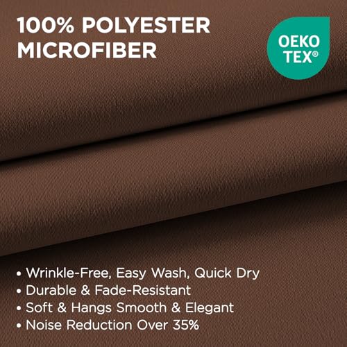 Image of Joydeco Blackout Curtains 63 Inch Length 2 Panels Set, Thermal Insulated Long Curtains& Drapes 2 Burg, Room Darkening Grommet Drapes for Living Room Bedroom Window (W52 x L63 Inch, Brown)