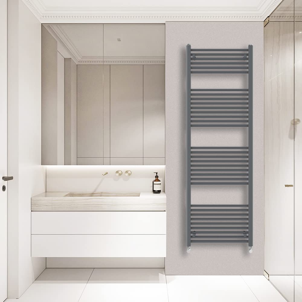 Warmehaus Anthracite Straight Heated Towel Rail Radiator Ladder Grey 1800X600mm Central Heating Radiators For Bathroom Kitchen