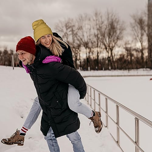 Image of ZOORON 1&2 Packs Beanie for Men Women Men's Beanie Hat Acrylic Knit Cuff Beanie Cap Slouchy Knit Skull Cap Warm Winter hat