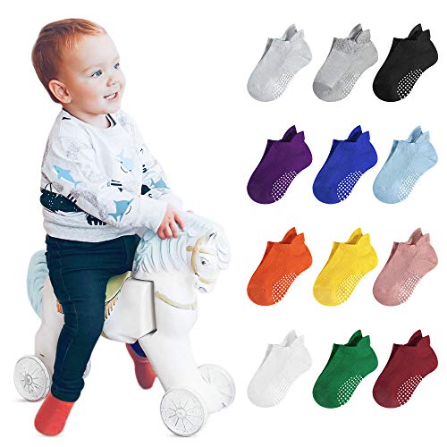 Lictin Babysocken 12 Paare Baby Antirutsch Socken Sommer Baby ABS Anti Rutsch Socken Babysocke für Baby Neugeborene 1-3 Jahre
