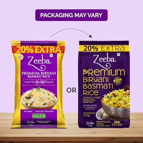 Image of Zeeba Premium Biryani Rice 1.2 Kg, Chef's Choice, Restaurant Style, Extra Long Grains (Cooked length upto 26mm*)