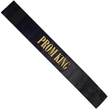 Prom King Black Satin Sash with Gold Imprint- 3.75 Inches x 62 Inches