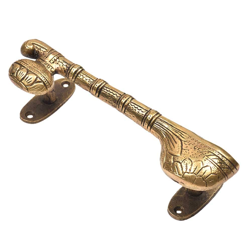 Indian-Shelf 1 Pack Sitar Brass Cabinet Pulls Decorative Door Handles Interior Vintage Gold Cabinet Handles Unique Kitchen Drawer Pulls Designer (B088Q1DY45) Amazon Price History, Amazon Price Tracker
