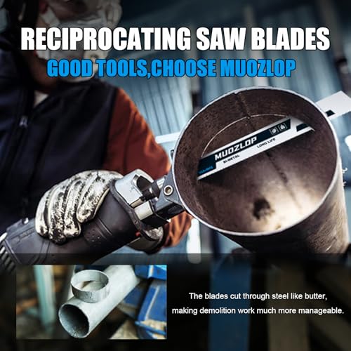 Image of 5 Pack 9 inch Reciprocating Saw Blades Set,8+10TPI High Carbon Saw Blades, Metal Saw Blades with Organizer Case (5, 8+10TPI /9 inch)
