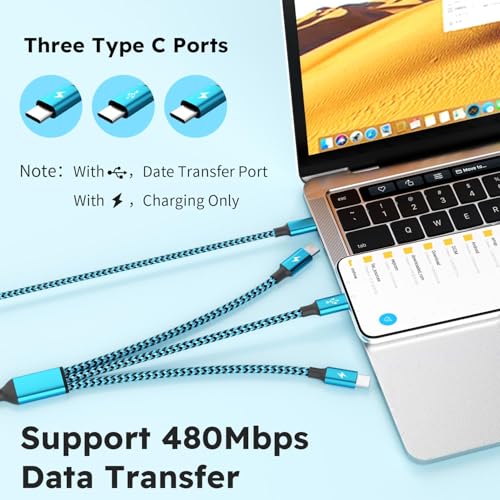 Image of USBC Charger Cable, USB A /C to USB C Multi Charging Cable, Charger Cord Type C [2Pack 5Ft], 3 in 1 Multi Charger Cord, USB C Cable with 3 Type-C Connectors for iPhone 17 /16 /15, Galaxy S24 /23, iPad