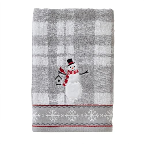 SKL Home Christmas/Winter/Gift Whistler Snowman Bath Towel, Gray