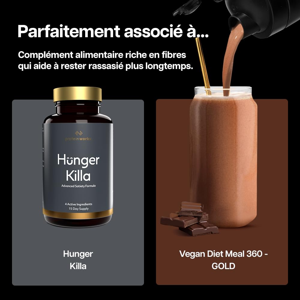 Protein Works | Vegan Diet Meal 360 – GOLD Innovation, Protéines Vegan, Shake Sostitutif Repas Dietétique, Supporte Perte de Poids, Faible Sucre, Riche en Fibres, Chocolat Onctueux, 15 Repas, 1kg