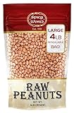Spicy World Peanuts Raw Whole With Skin 4 LB Jumbo Bag (64oz) | Uncooked, Unsalted, All Natural, USA Grown Red Skin Spanish Grade