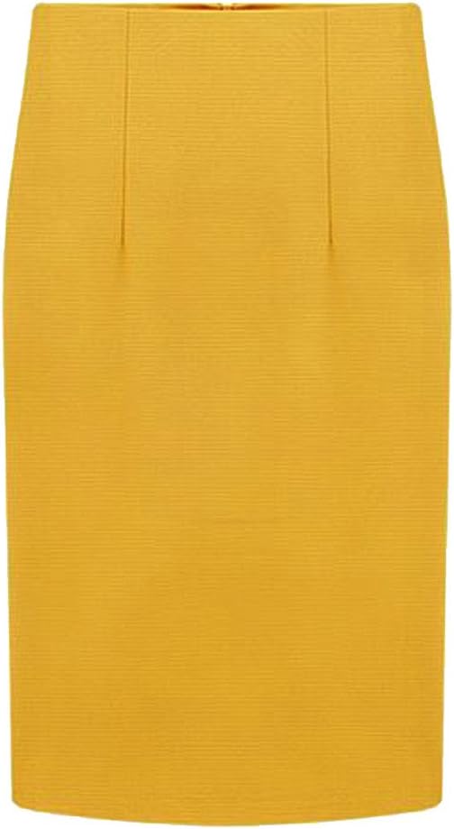 CHARLES RICHARDS CR Women's High Waist Knee Length Pencil Midi Skirt Slim Fit Business Skirt
