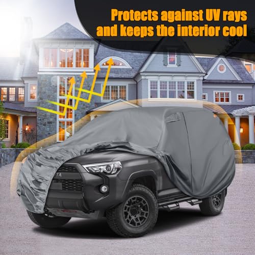 Image of Waterproof Premium Car Covers Replace for 2002-2025 Toyota 4runner, 10 Layers Heavy Duty with Cotton Liner All Weather Car Cover with Zipper Door, Windproof Bands for Snow Rain Dust Protection
