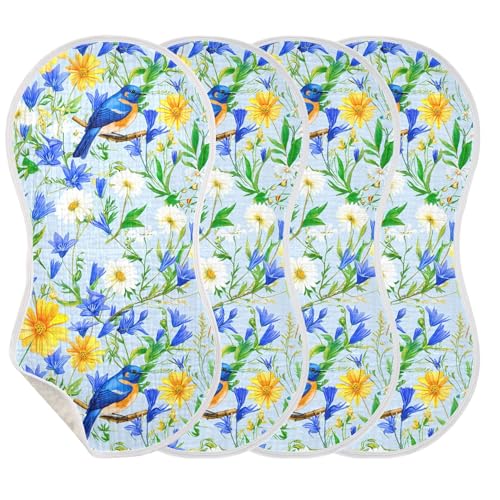 xigua Bluebirds Muslin Baby Burp Cloths Set of 1, Super Soft & Absorbent Burping Rags, Cotton Burp Clothes Shower Gift for Newborn, Baby Girls and Boys3