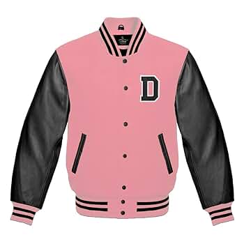 Men's Varsity Baseball Letterman Bomber Wool & Black Genuine