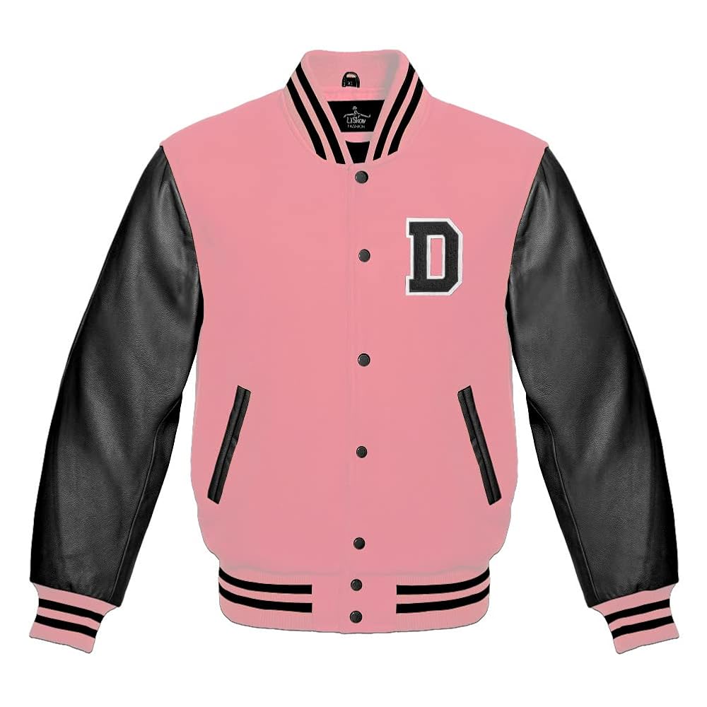 Men's Varsity Baseball Letterman Bomber Wool & Black Genuine