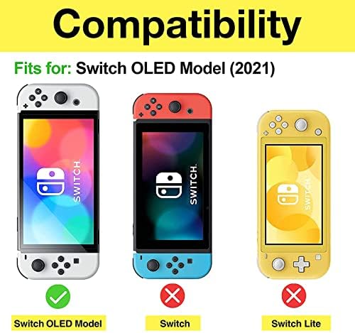 ProCase Etui z klapką do Nintendo Switch OLED 2021 z 2-pak ochraniaczy ekranu ze szkła hartowanego, smukła miękka obudowa odporna na zarysowania, etui ochronne do Nintendo Switch OLED 2021 - białe