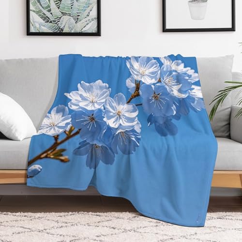Couverture molletonnée super douce 127x152 cm lit et canapé bleu