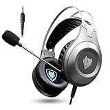 Gaming Headset for Xbox One, PS4, PC, Controller, NUBWO Wired Gaming Headphones with Microphone and Volume Control for PC / Ps4 / Xbox one 1 / Phone/Laptop, Switch Games (Sliver)