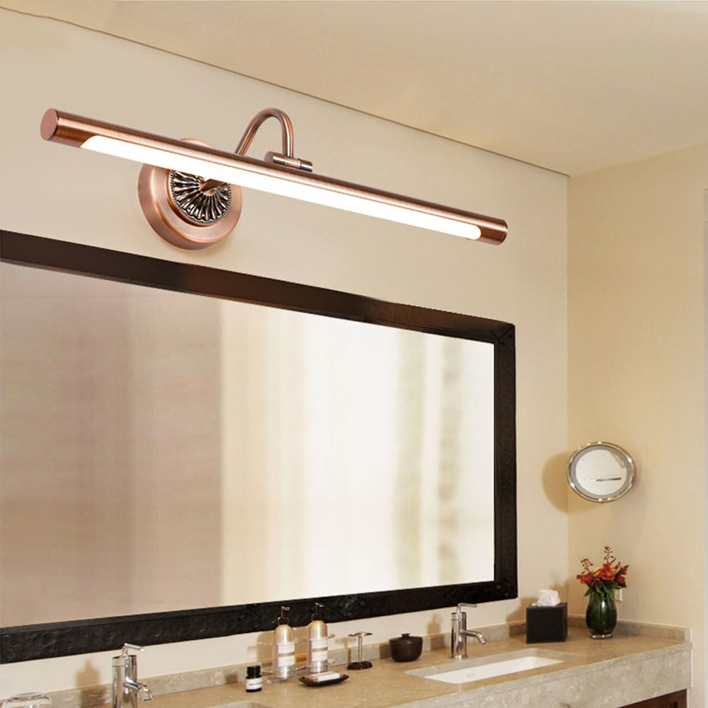 Lampada da Tavolo Vintage a LED Bagno Luce Specchio Metallo Ruotabile a 180° Applique Antico Impermeabile Dimmerabile 3000k/4500k/6000k Lampada da Parete Orientabile Arco Braccio Luce Immagine