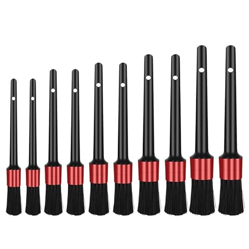 Yangfei 10 pcs Pinceau de Détail, Auto Detailing Brush Brosses de Nettoyage de Voiture, Brosses d'entretien pour Auto et Moto Pinceau de Lavage Voiture pour Nettoyer Voiture Intérieur, Extérieur Cover