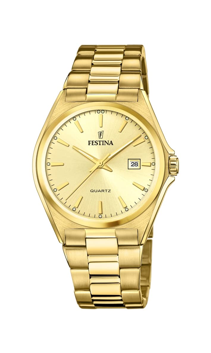 Festina Reloj Hombre Analógico de Acero Inoxidable 316l Dorado