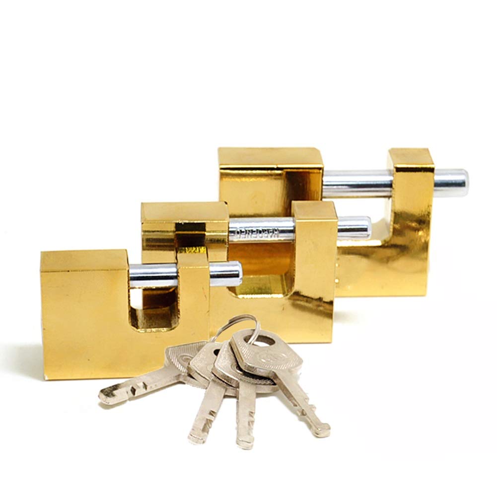 Mnuvxzaewf Copper Alloy Steel Key Padlock,4 Keys,Width 70Mm,3 Packs