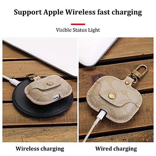 La Case Cute Airpods Pro Leather Case Luxury Elegant Design Protective Case For Airpods Pro Accessories Gifts, Beige #TOP7