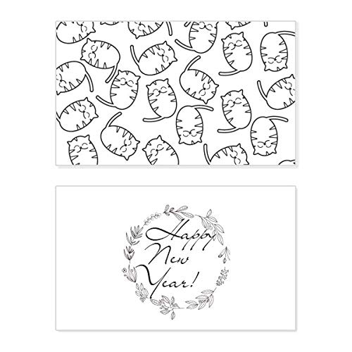 Tarjeta de Año Nuevo con simpático gato sonriente que alegra tu felicitación