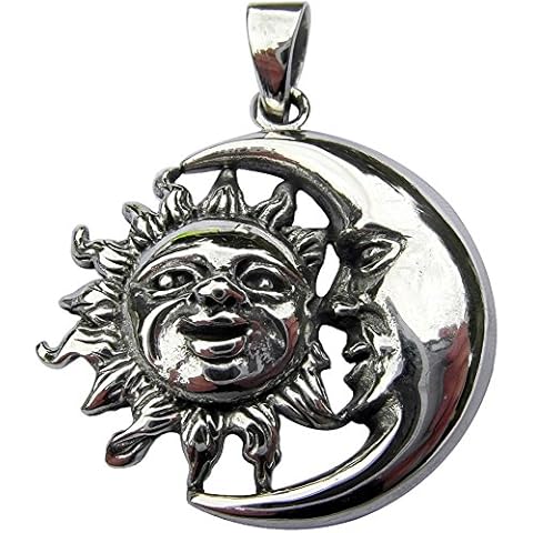 Sterling Silver 925 Sun In Moon Pendant Cover