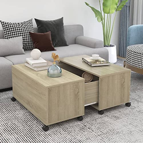 Snsowed Mesa de Centro, Mesa Baja Salon, Sofas Recepcion, Mesa Salon Centro, Mueble para Recepcion, de aglomerado Color Roble Sonoma 75x75x38 cm