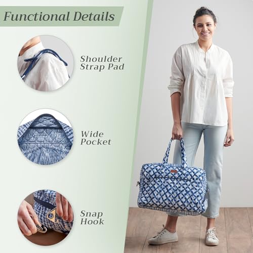 Maison d' Hermine Weekender Bags for Women Cotton Quilted Duffel Overnight Luggage Weekend Bag for Men Gym Sports Gifts Travel Business Travellers Family Trip (Shibori)4